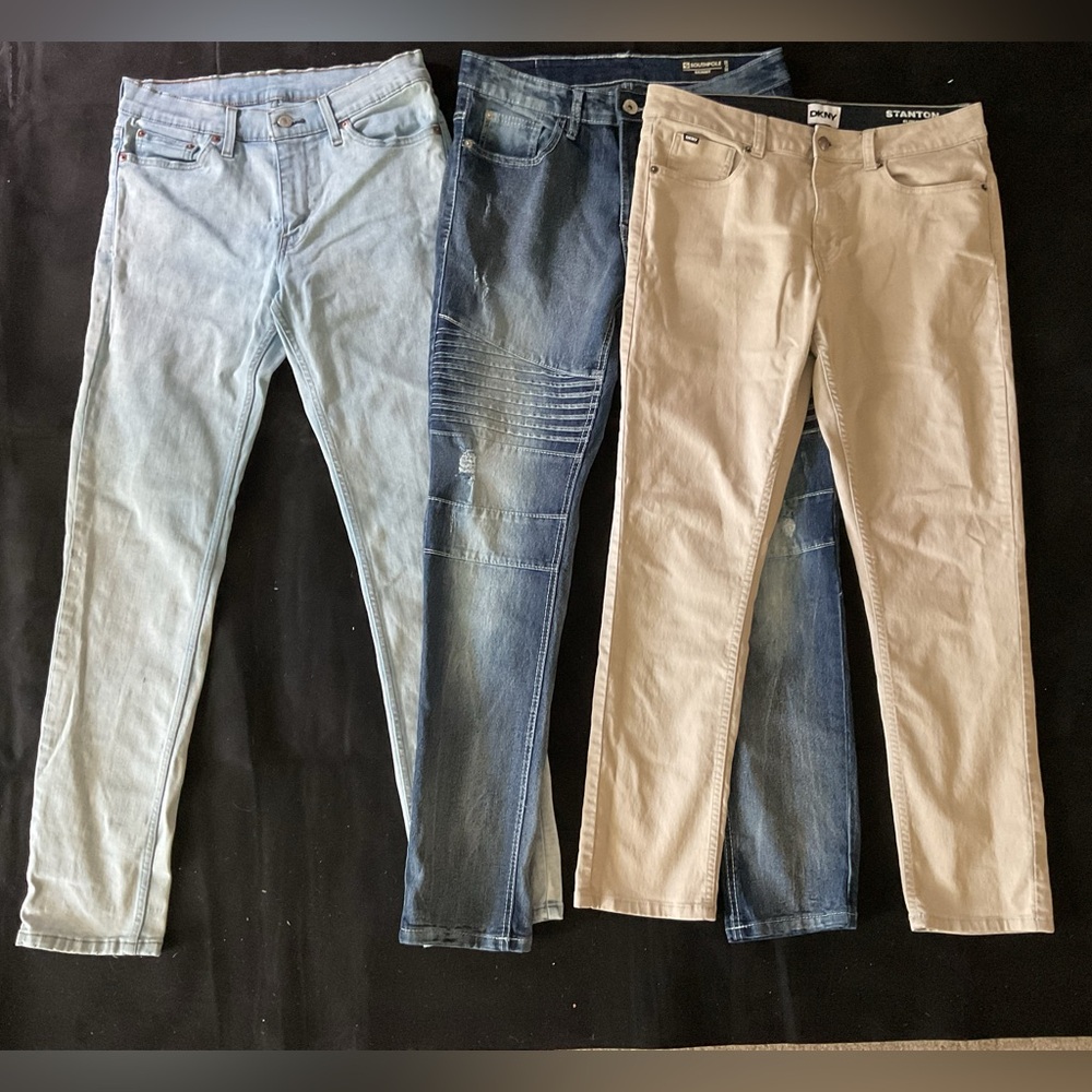 Lot of 3 Men’s Jeans Levi’s 511 DKNY Southpole Sizes 30x32 & 32x32